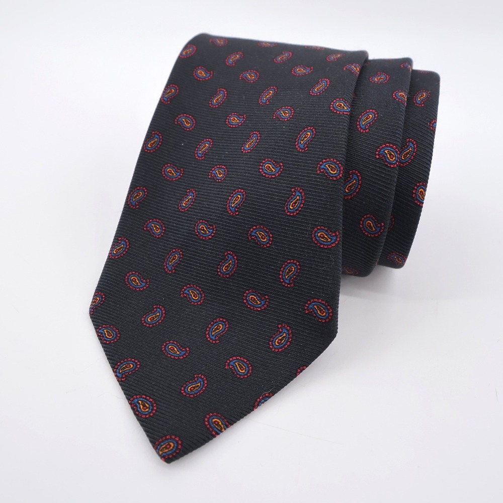 Vintage Polo Ralph Lauren Paisley Silk Necktie Navy Blue Mens‎ Necktie